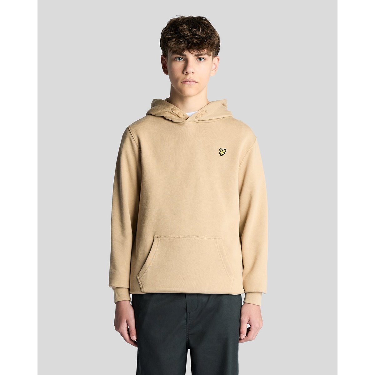 Sweat à capuche en coton loopback beige foncé sable, LYLE & SCOTT