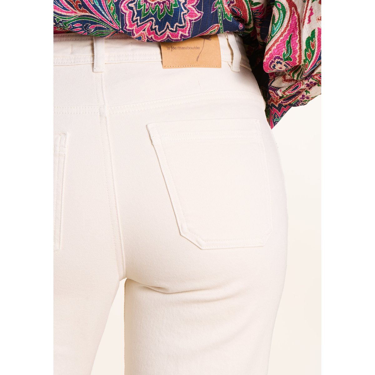 Jean large en coton biologique ecru, LA FEE MARABOUTEE