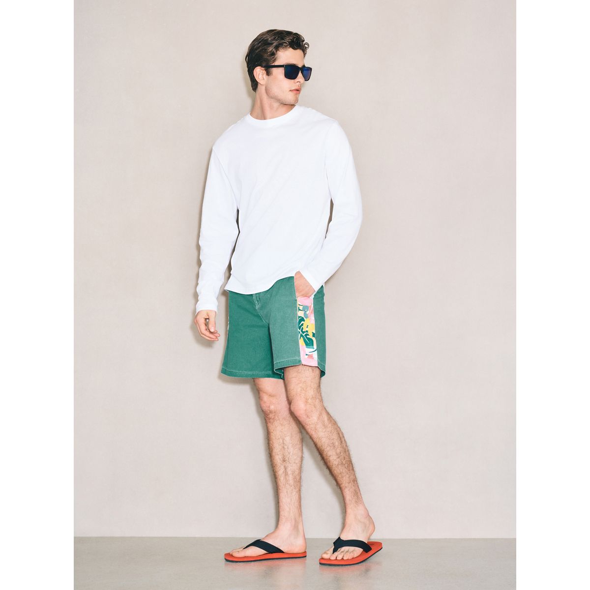 Boardshort à empiècement imprimé edit vert, NEXT