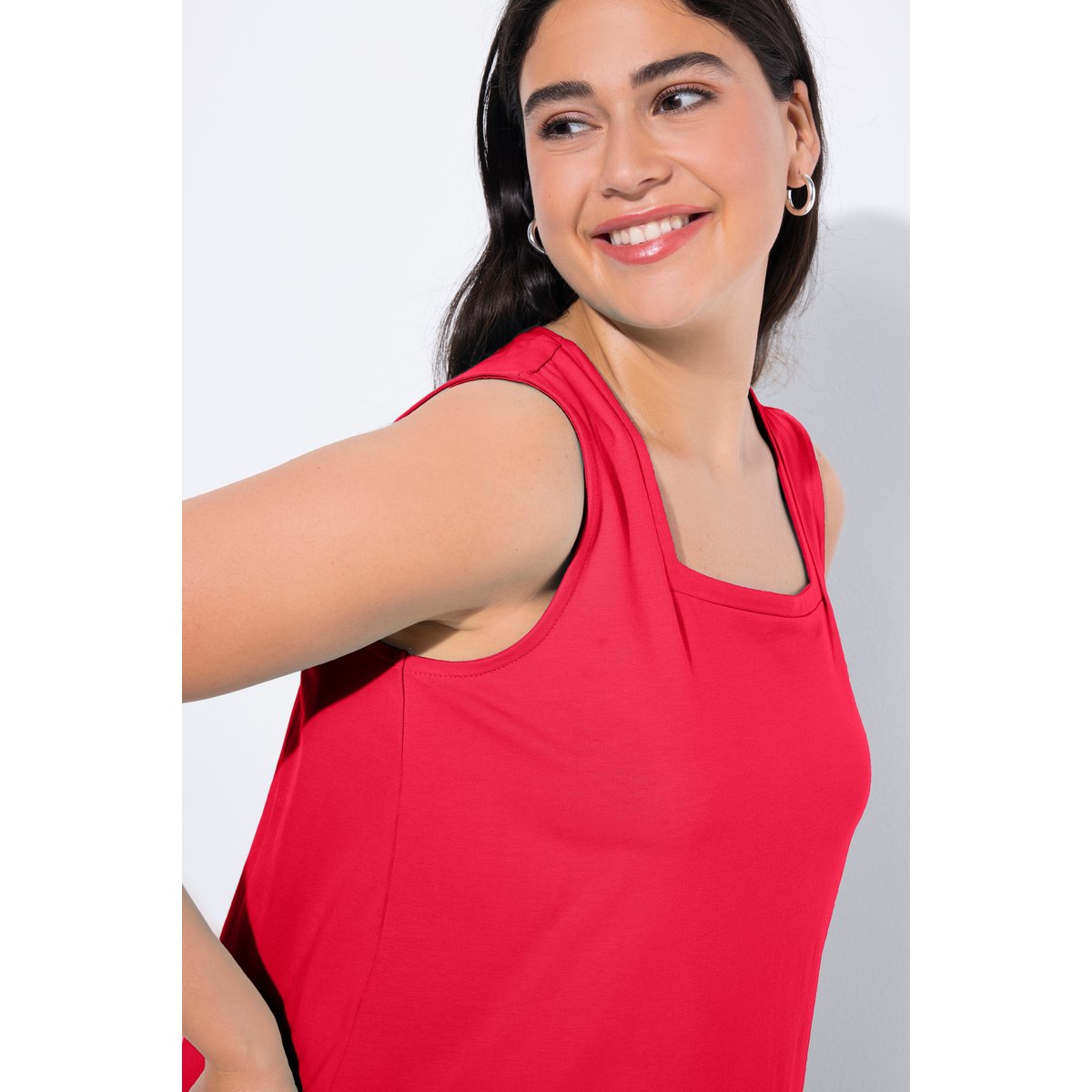 Top long, Classic, encolure carrée rouge, ULLA POPKEN