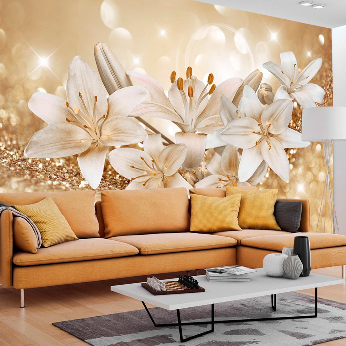 Papier peint intissé panoramique Fleurs Royal Entourage beige, EDEN