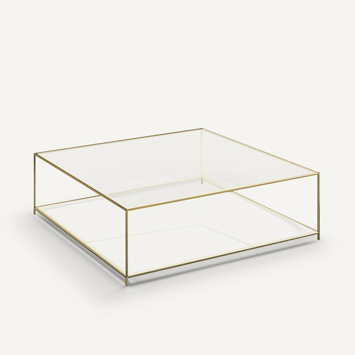 Table basse carrée verre trempé, Sybil laiton vieilli, AM.PM