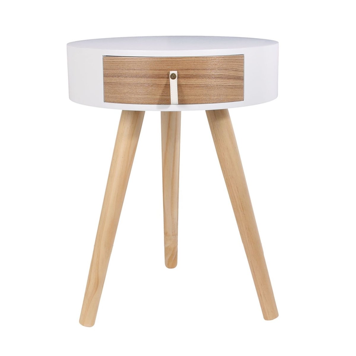 Lot de 2 tables de chevet 1 tiroir design scandinave NORA blanc, TOILINUX
