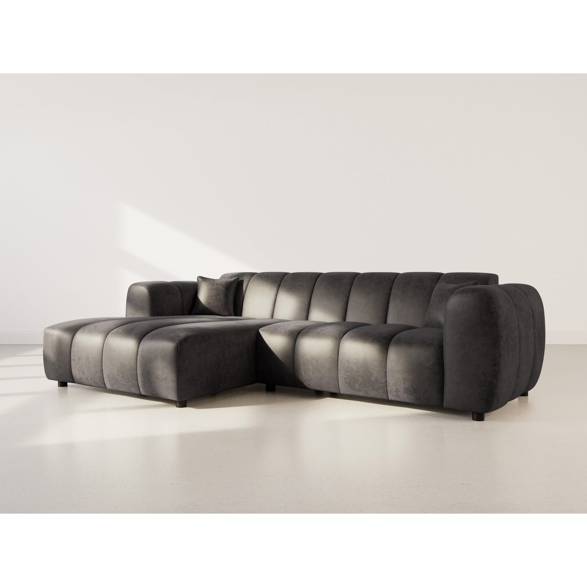 Canapé d'Angle gauche 4 places - CURTIS noir, BEST MOBILIER
