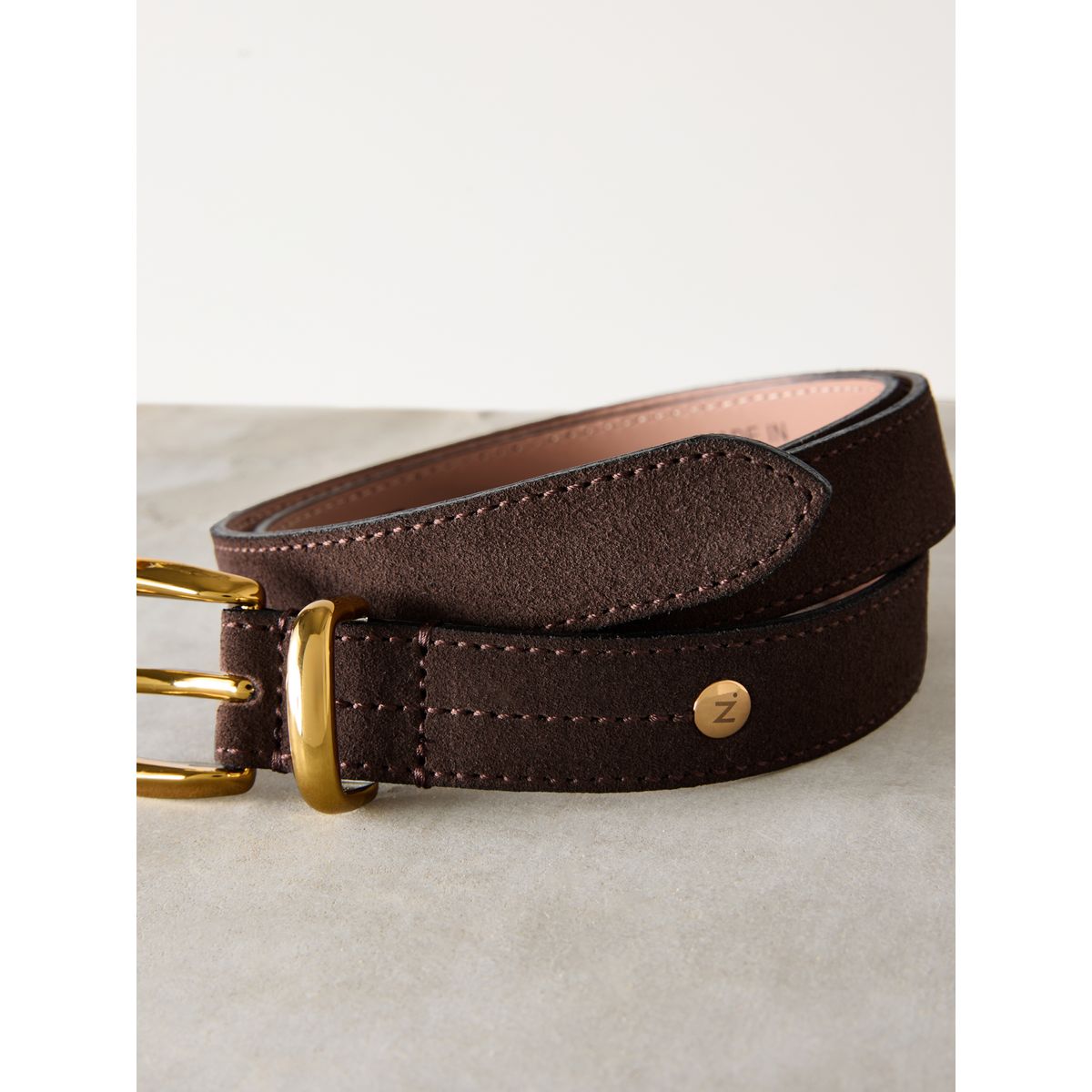 Ceinture en daim moyenne italie n. premium marron chocolat, NEXT