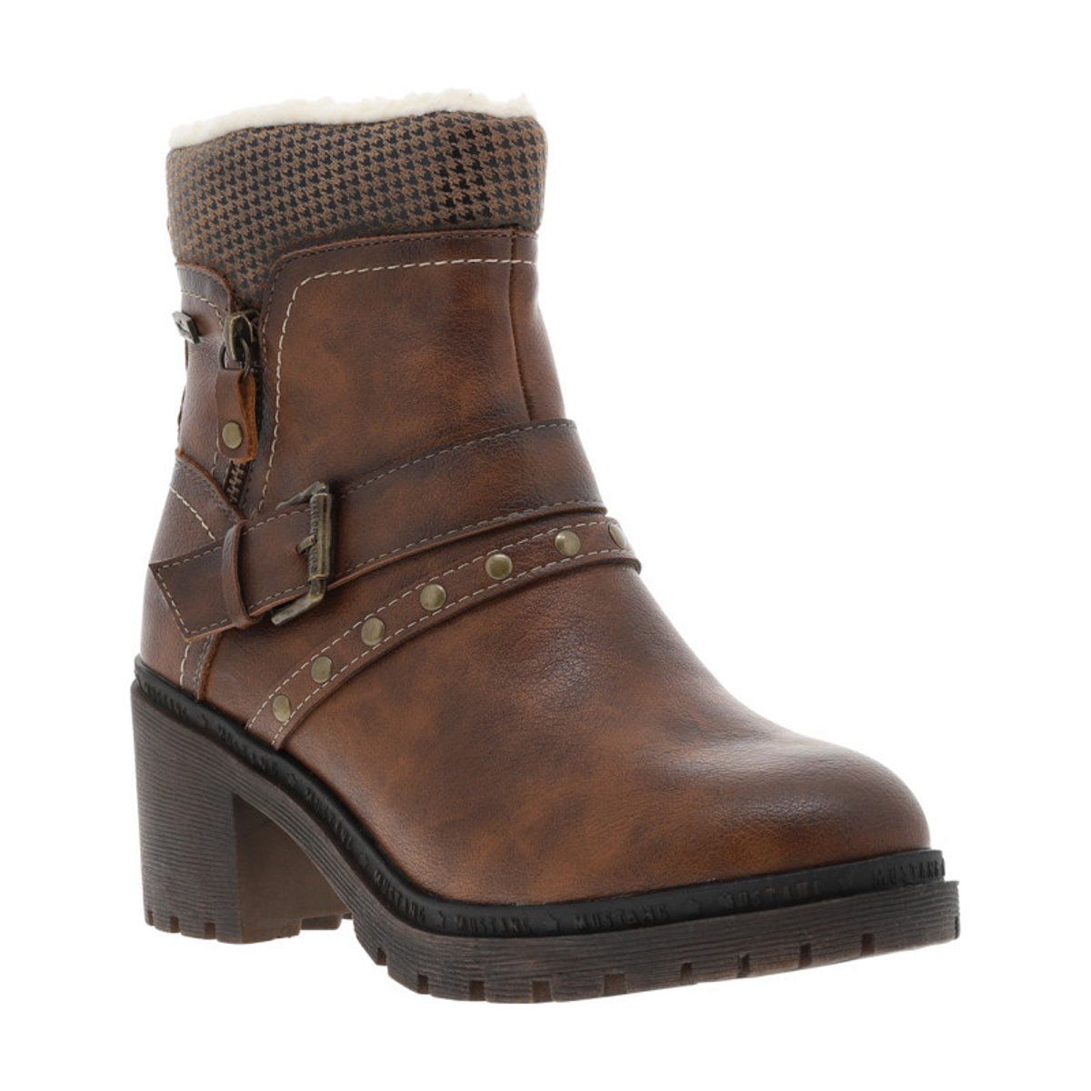 Boots marron à talon décroché moyen avec un zip côté interne marron, MUSTANG