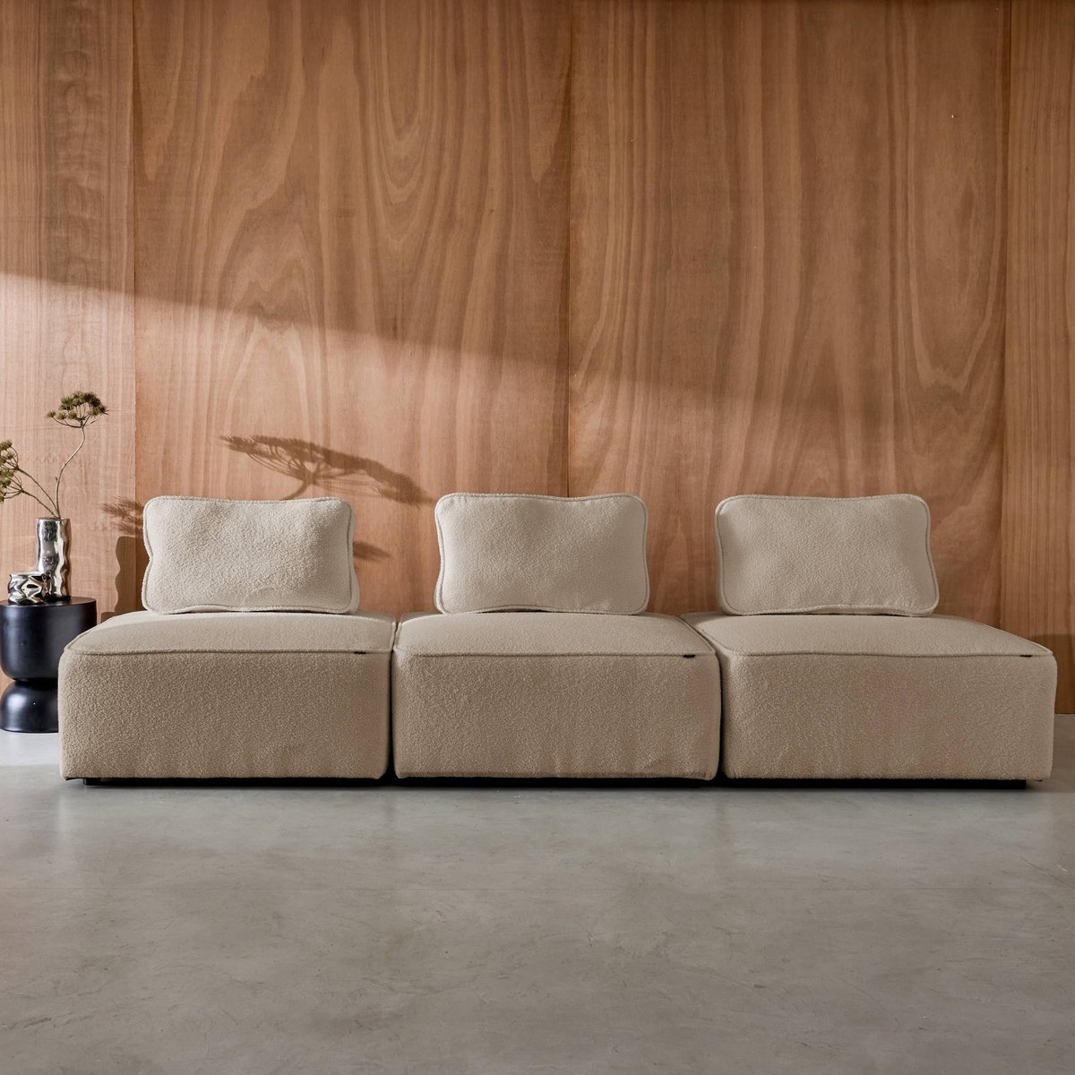 Chauffeuse pour canapé modulable bouclette 1 place (lot de 3) BAO beige, SWEEEK