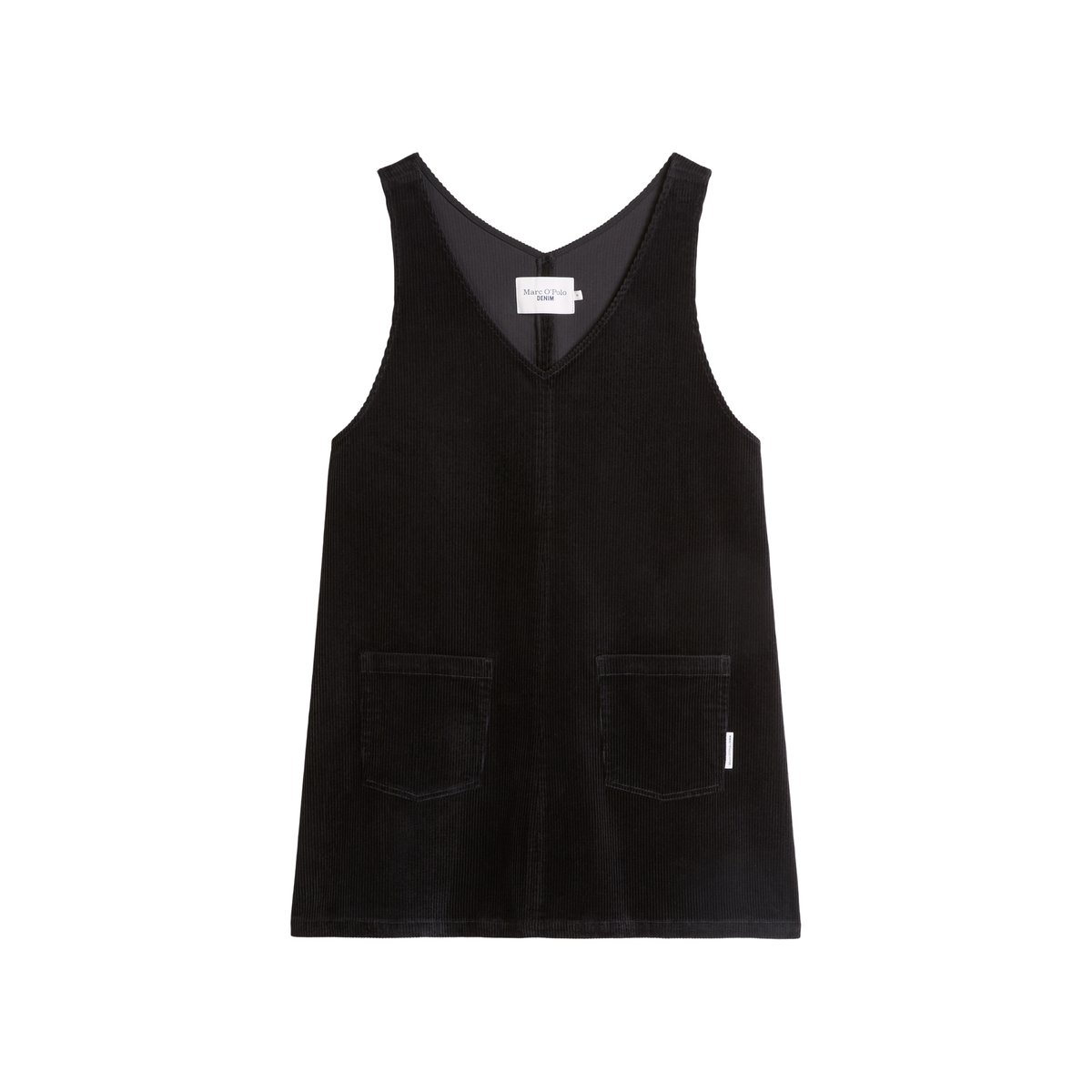 Robe sans manches en velours côtelé, coupe trapèze en coton stretch noir, MARC O’POLO DENIM