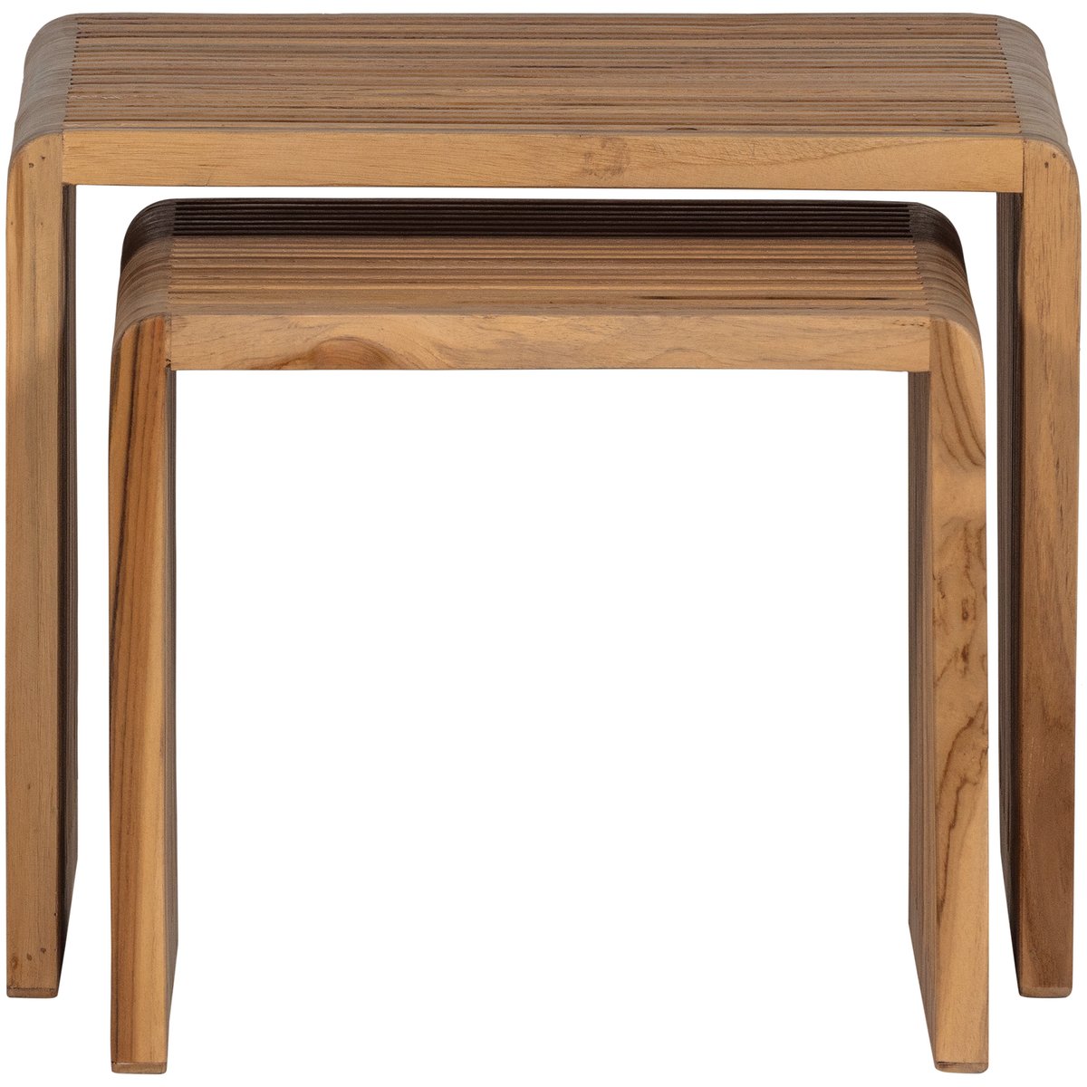 Lot de 2 table d'appoint en teck recyclé JASMIJN naturel, WOOOD