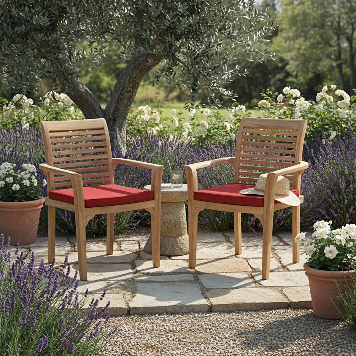 Fauteuils de jardin empilables en teck Samoa (lot de 2) naturel, TECK ATTITUDE