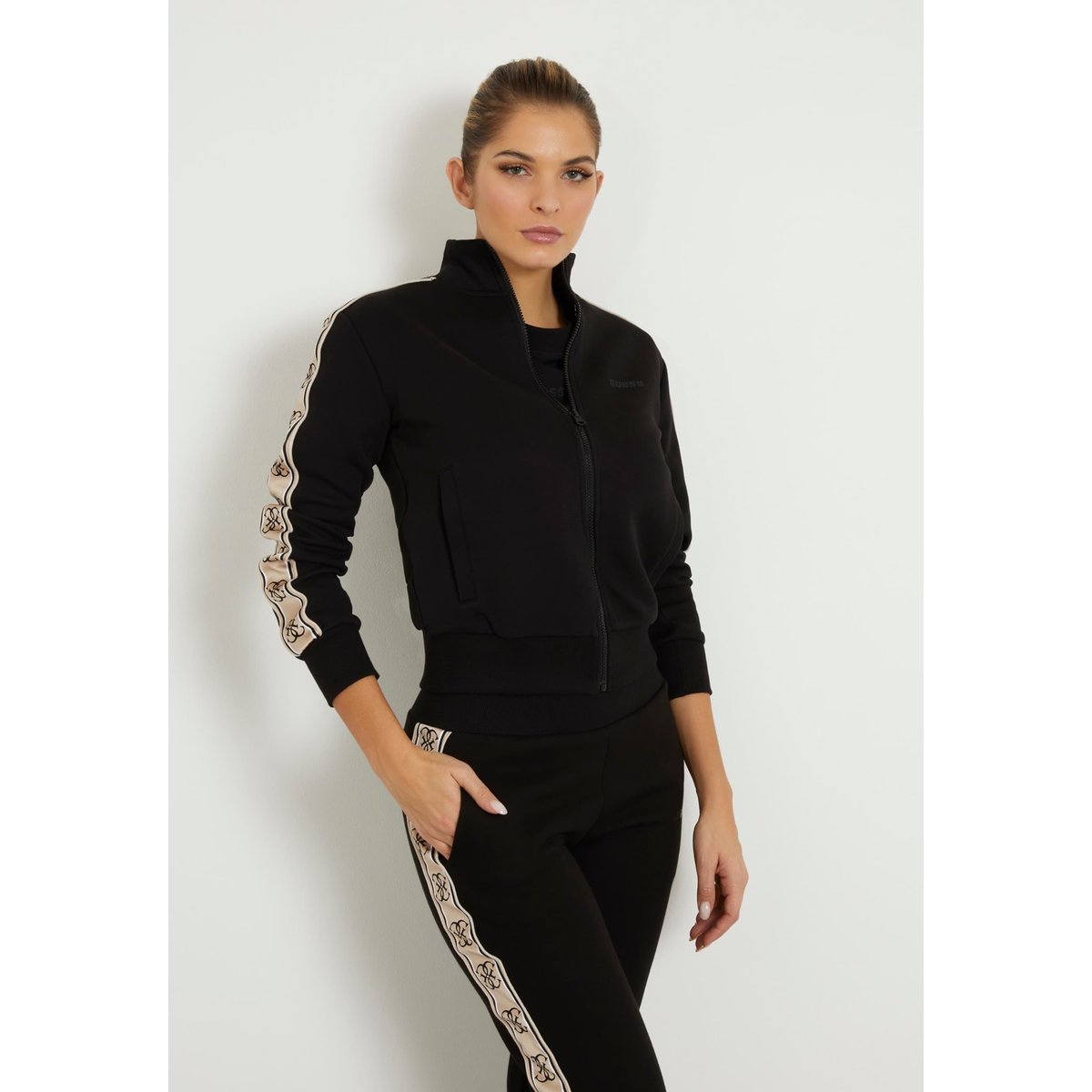Sweat-Shirt À Bande Logo Sur Le Côté noir, GUESS