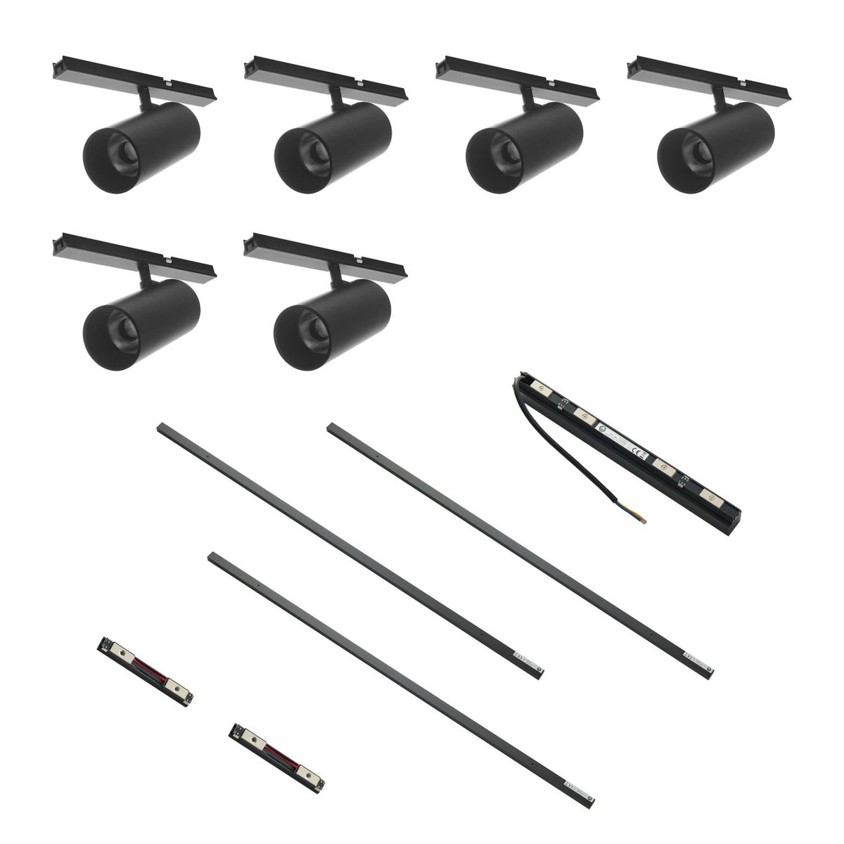 Kit 3 rails + 6 spots LED orientables - LYNE noir, KOSILUM