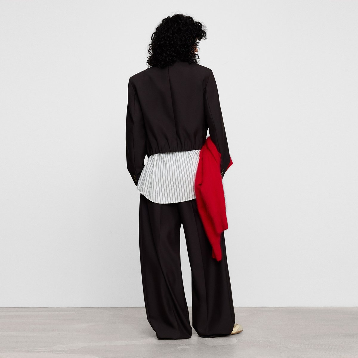 Pantalon tailleur avec jambe arrondie en laine mérinos chocolat, ADOLFO DOMINGUEZ