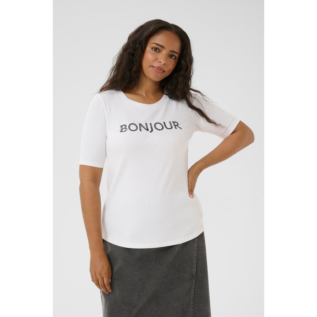 T-shirt à manches courtes blanc optical white, KAFFE CURVE