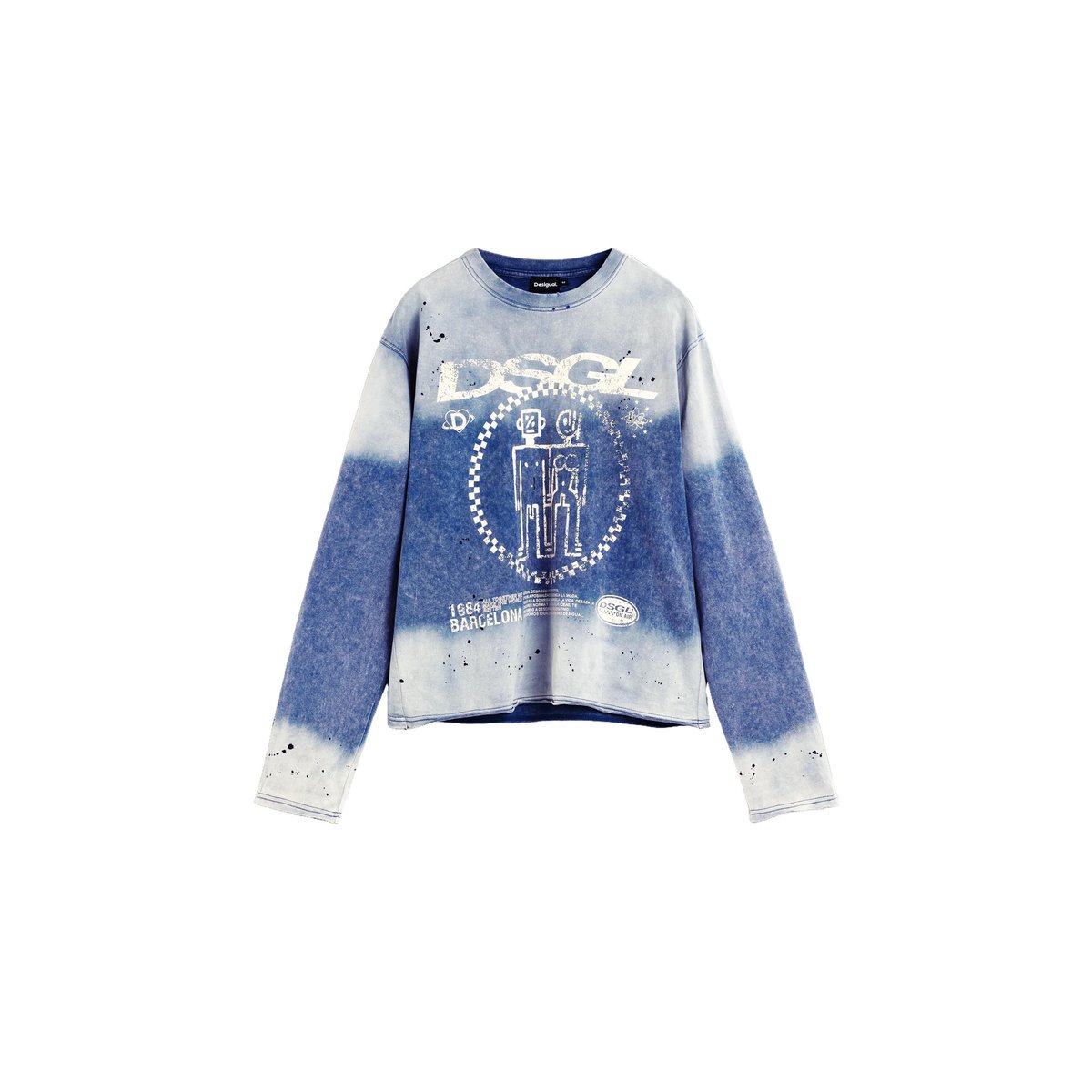 T-shirt imprimé logoo bleu, DESIGUAL