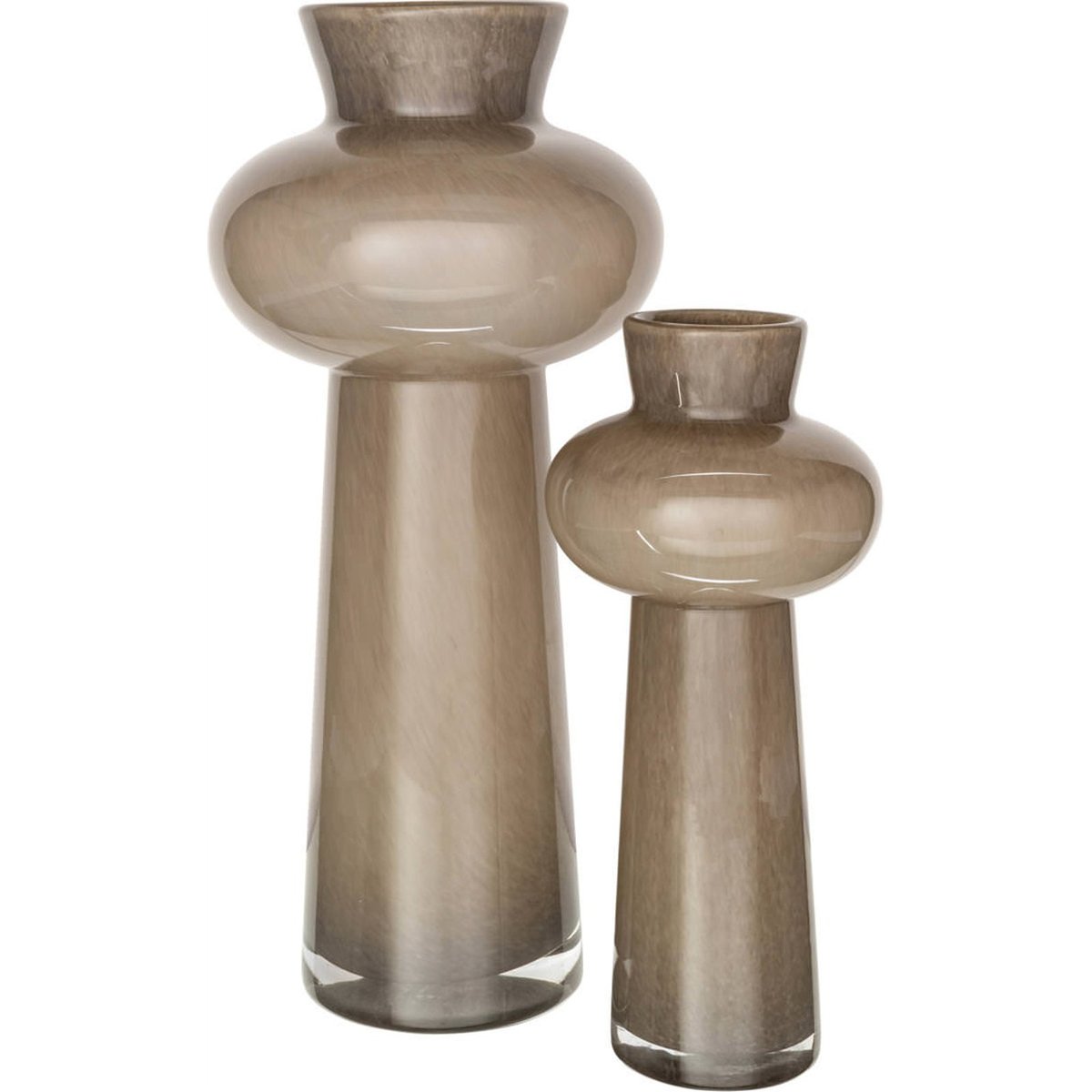 Vase compact en verre taupe, RECOLLECTION