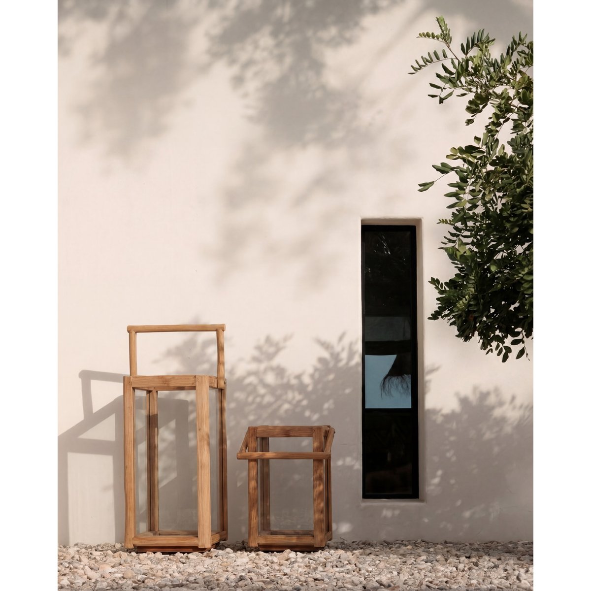 Lanterne en teck récupéré NUSA PENIDA beige, BAZAR BIZAR
