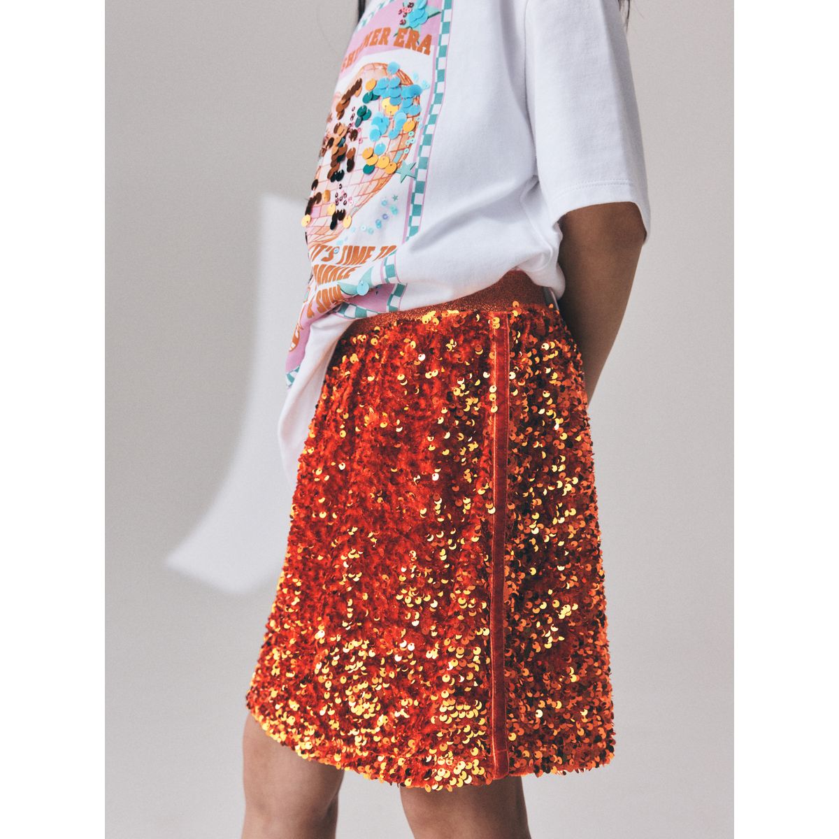 Jupe à sequins orange, NEXT