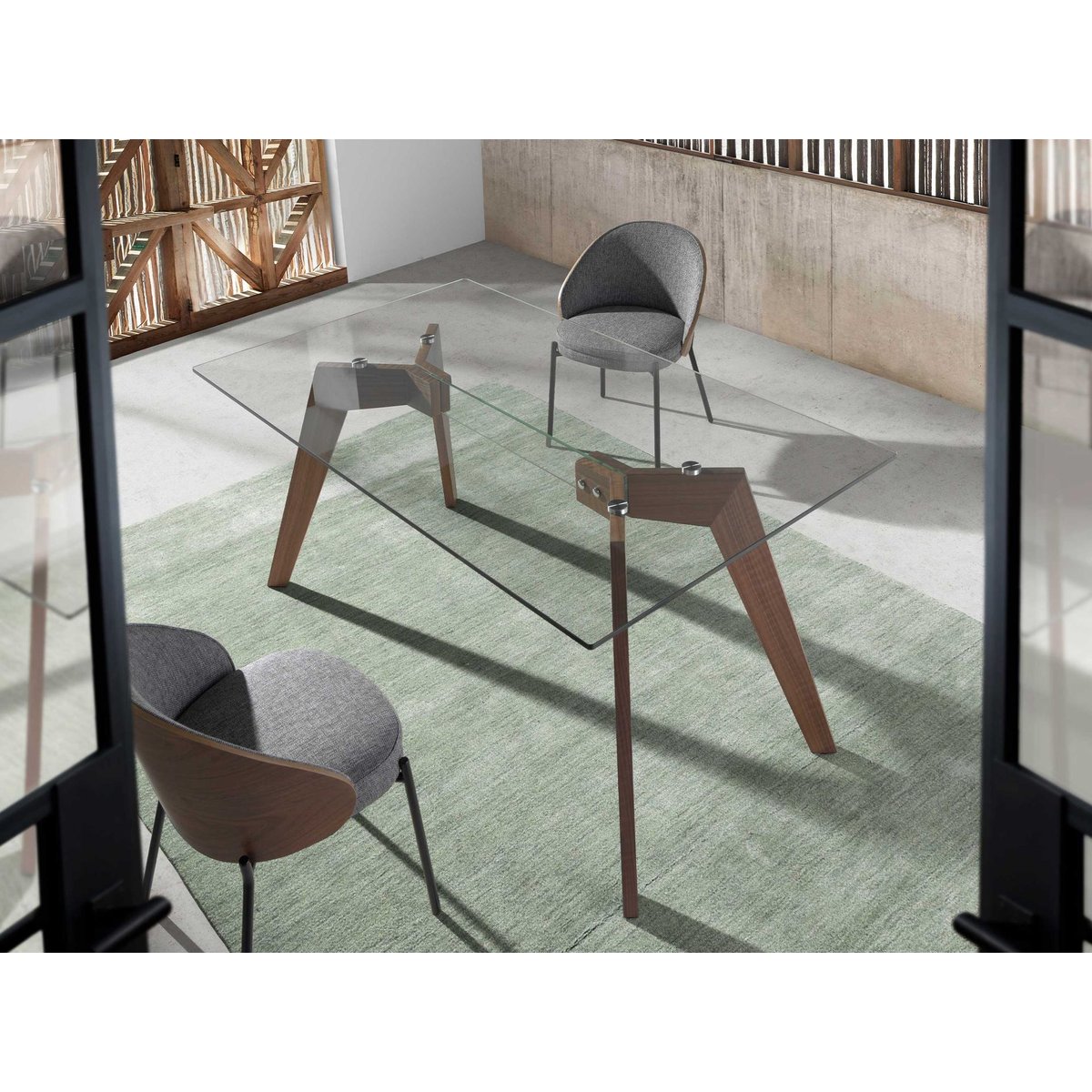 Chaise en tissu et noyer gris | noyer | noir, ANGEL CERDA