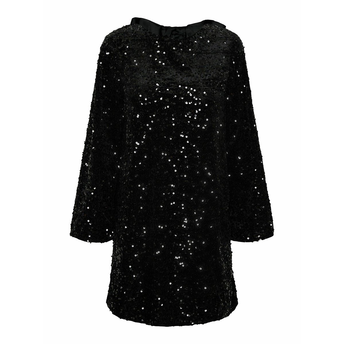 Sequin Dress with Bow Detail On Back black, PIECES