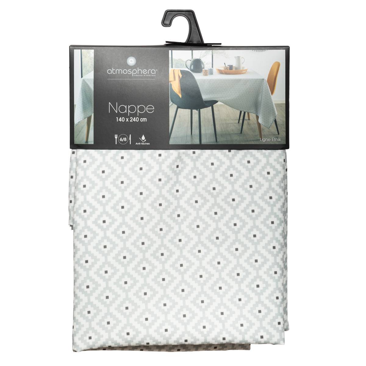Nappe rectangulaire anti-tâche ETNIK gris, ATMOSPHERA