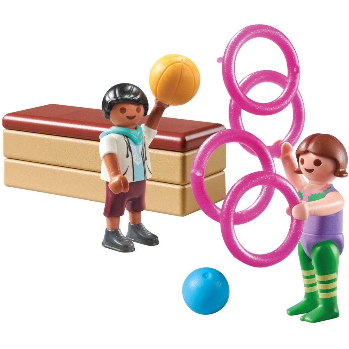Duo d'enfants avec matériel de gymnastique multicolore, PLAYMOBIL