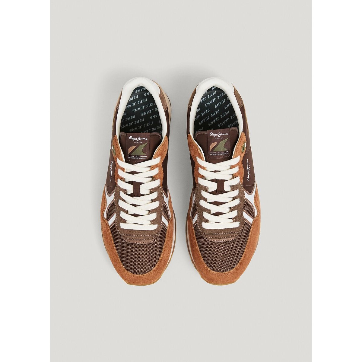 Baskets mix matières BRIT BOOST marron, PEPE JEANS