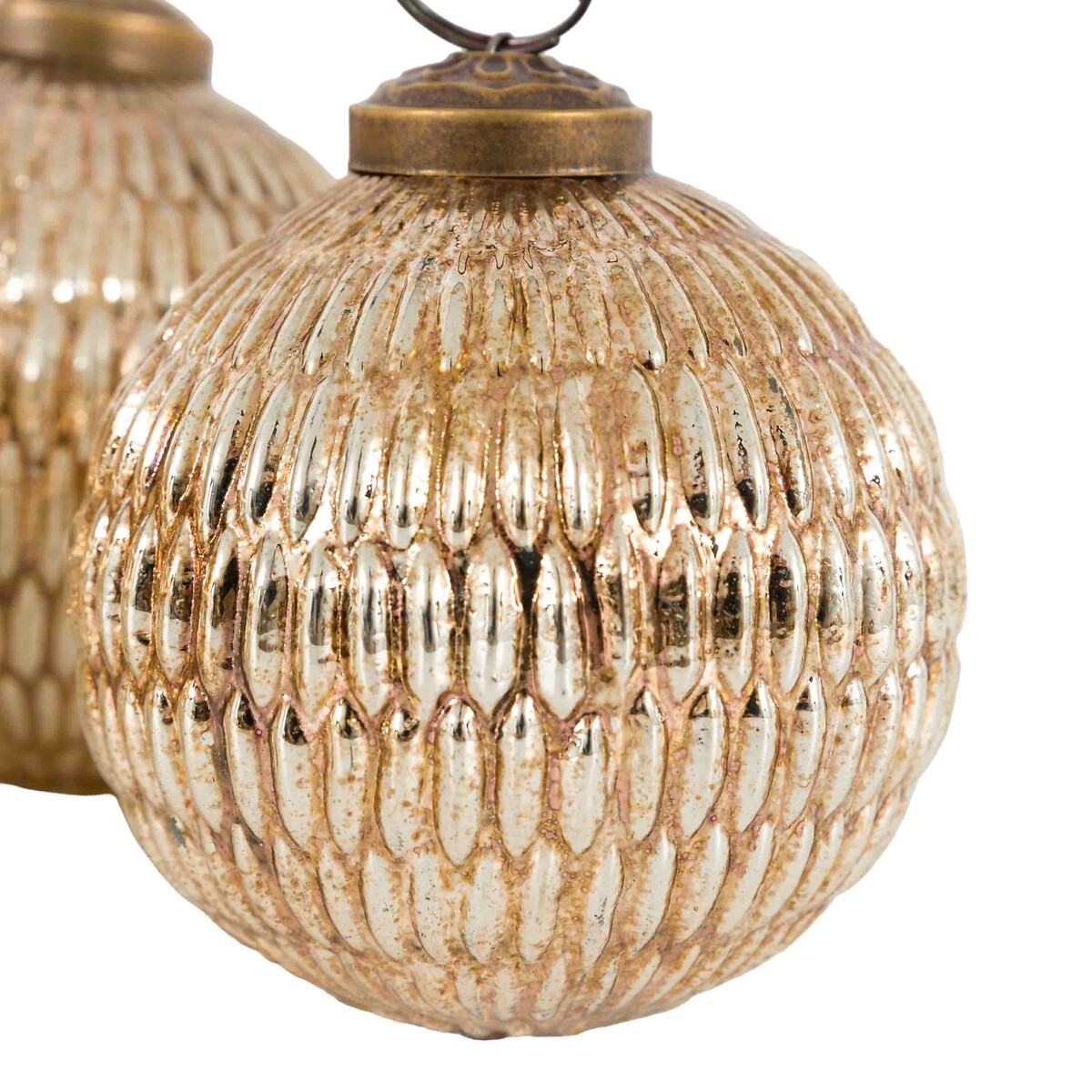 Set of 6 Crackle Baubles in Silver gold-coloured, ÉDITÉ