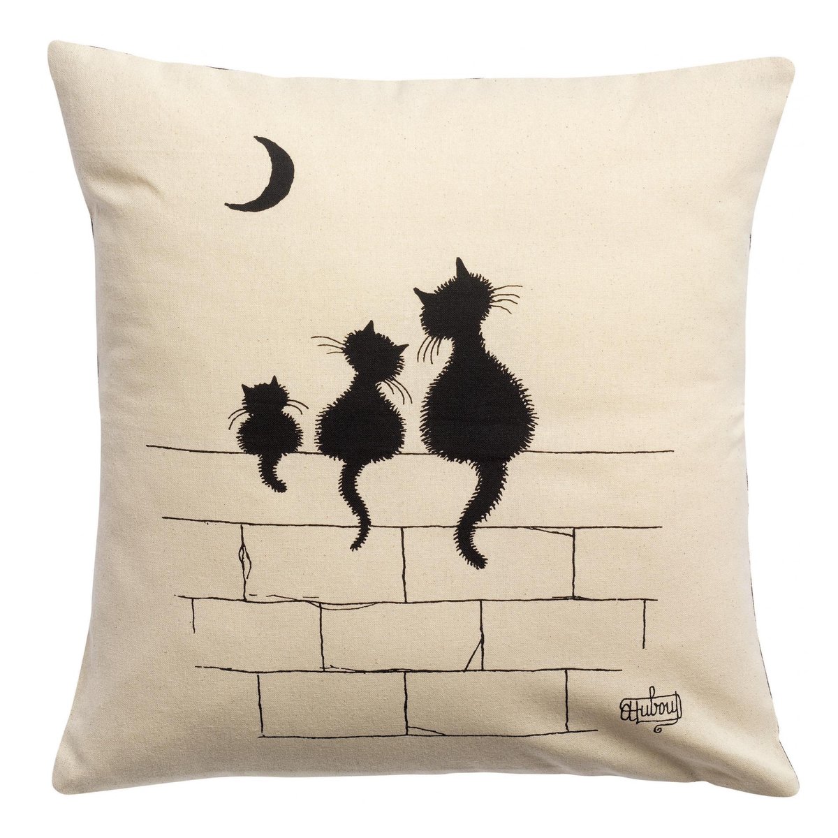 Coussin Dubout 3 chats ecru, WINKLER