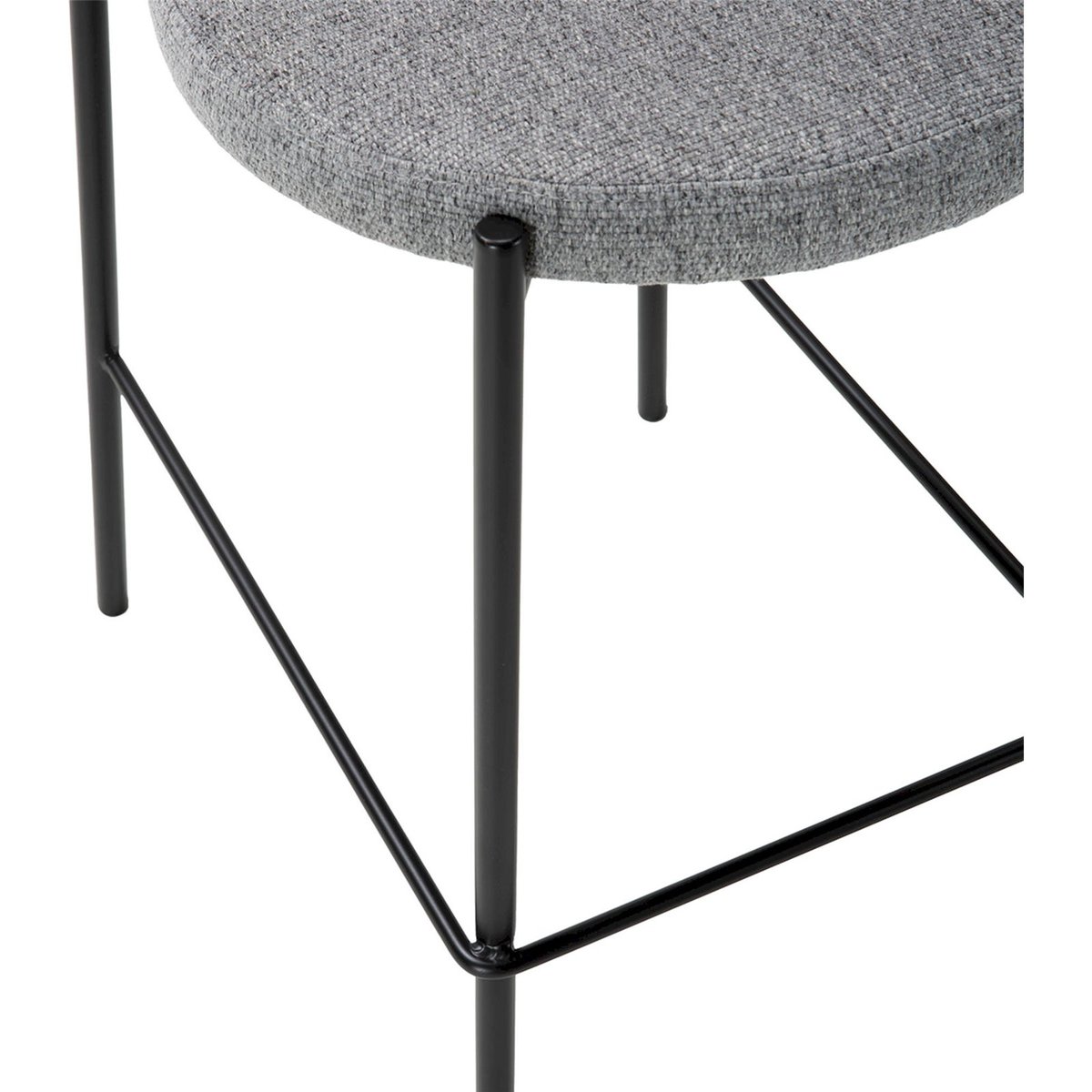 Tabouret de bar en tissu et métal gris et noir, RECOLLECTION