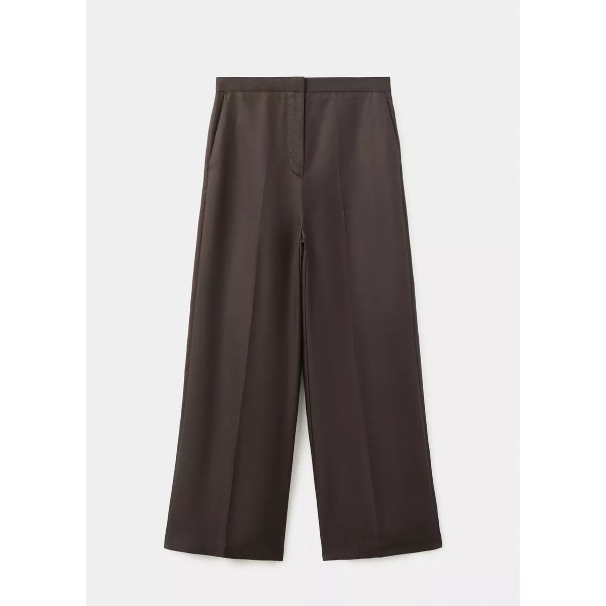 Pantalon lyocell taille haute chocolat, MANGO