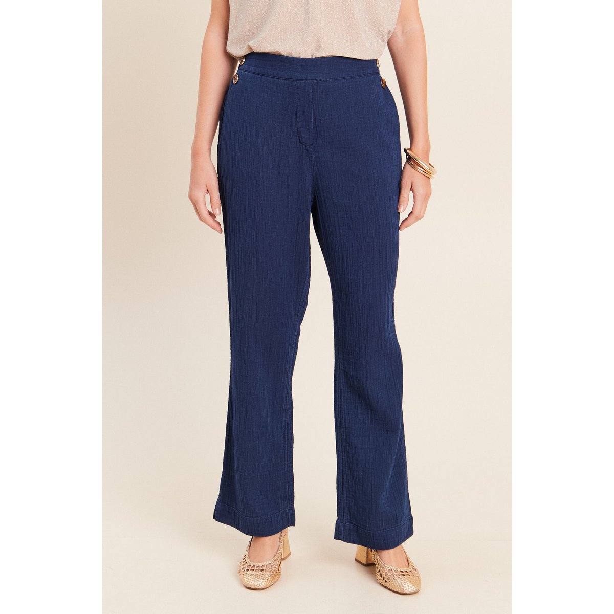 Pantalon large 7/8ème taille haute bleu roi, BREAL