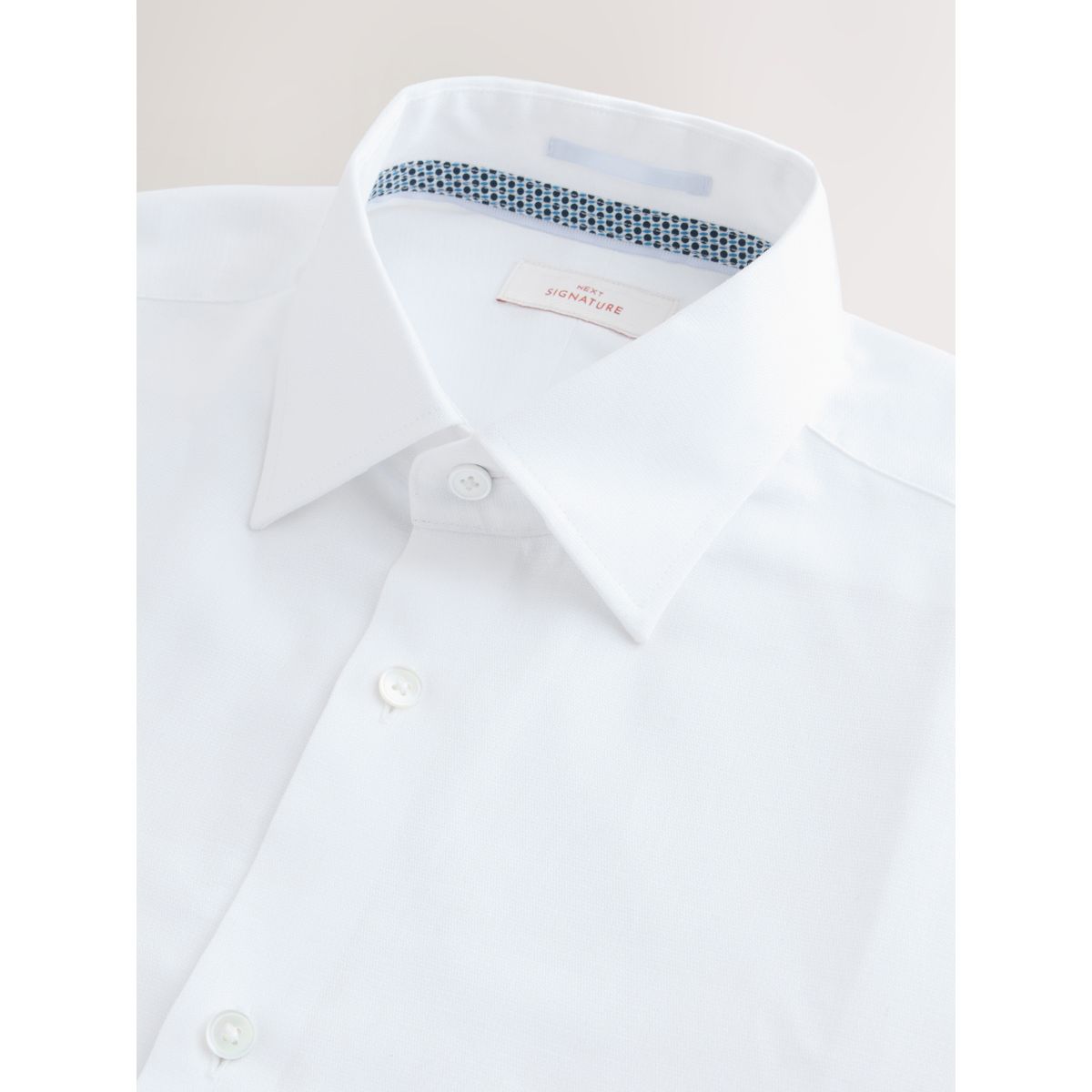 Chemise texturée à manches longues Signature blanc avec garniture, NEXT