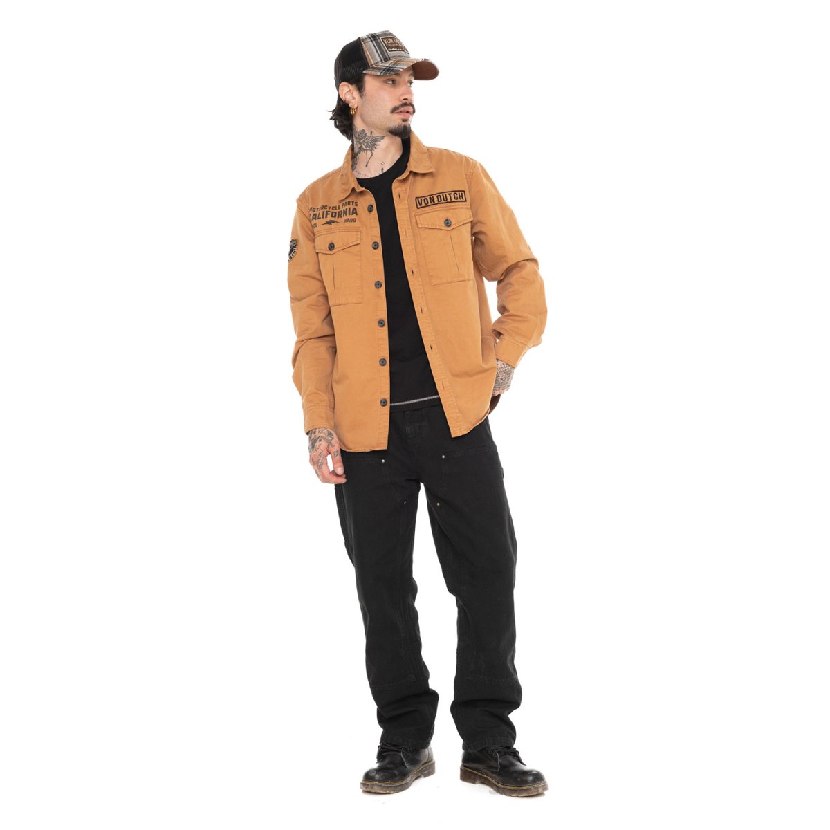 Surchemise coton COST orange/noir, VON DUTCH