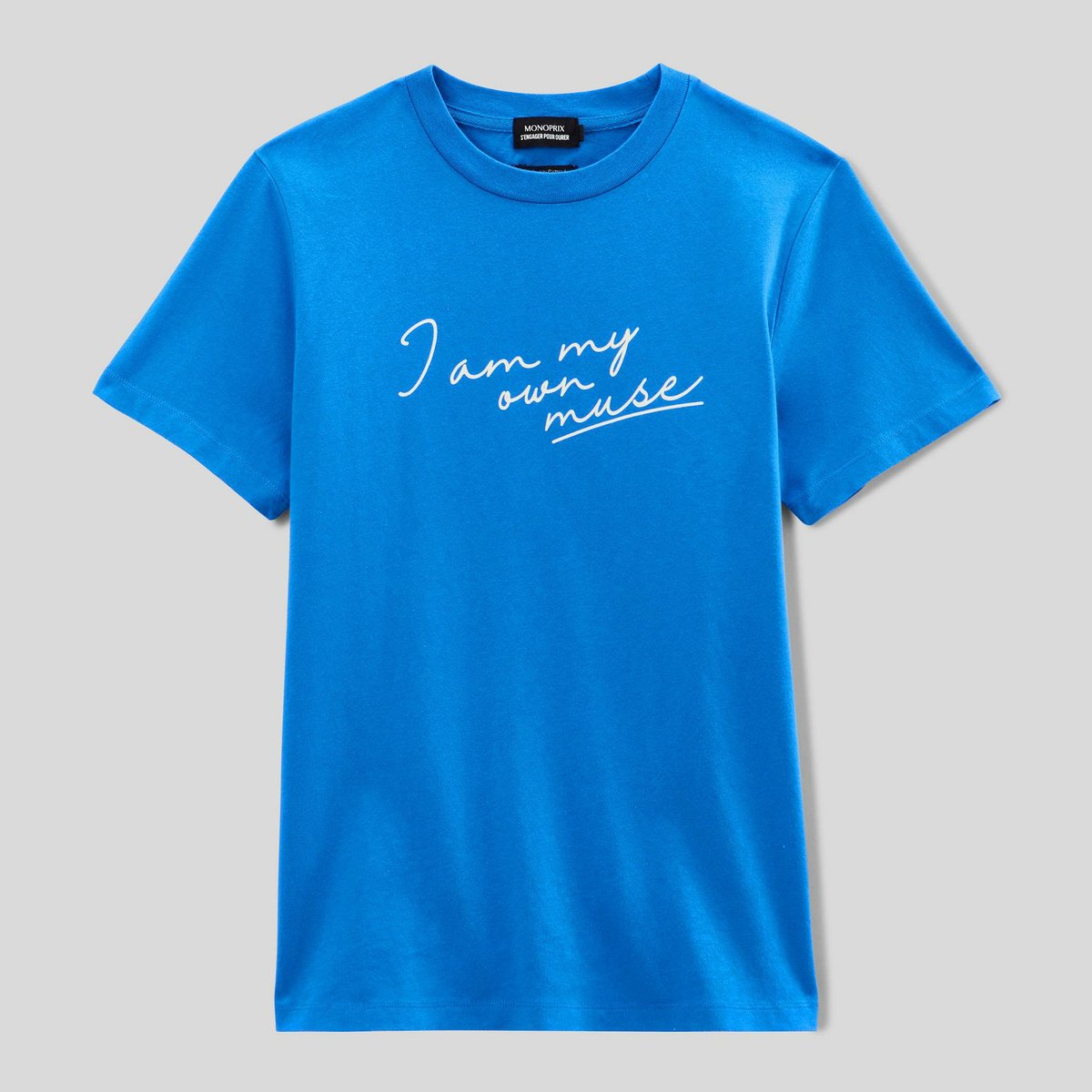 T-shirt à manches courtes à message imprimé en coton BIO campanule, MONOPRIX