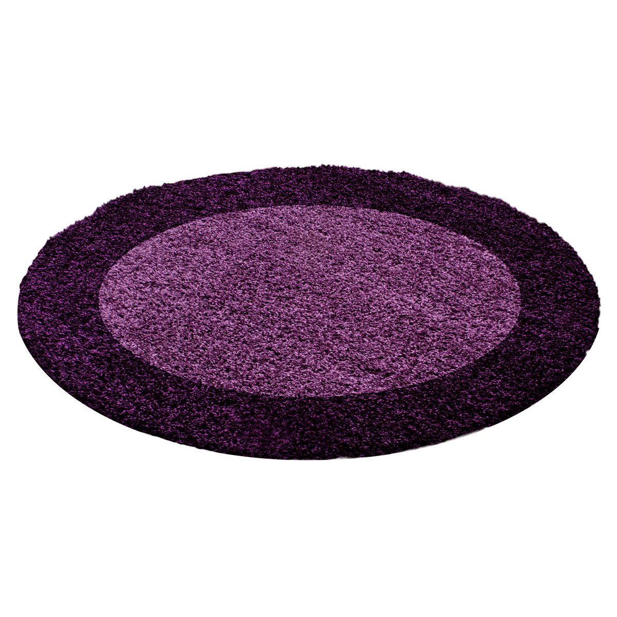 Tapis de salon shaggy rond bicolore OTTA lila, NAZAR RUGS