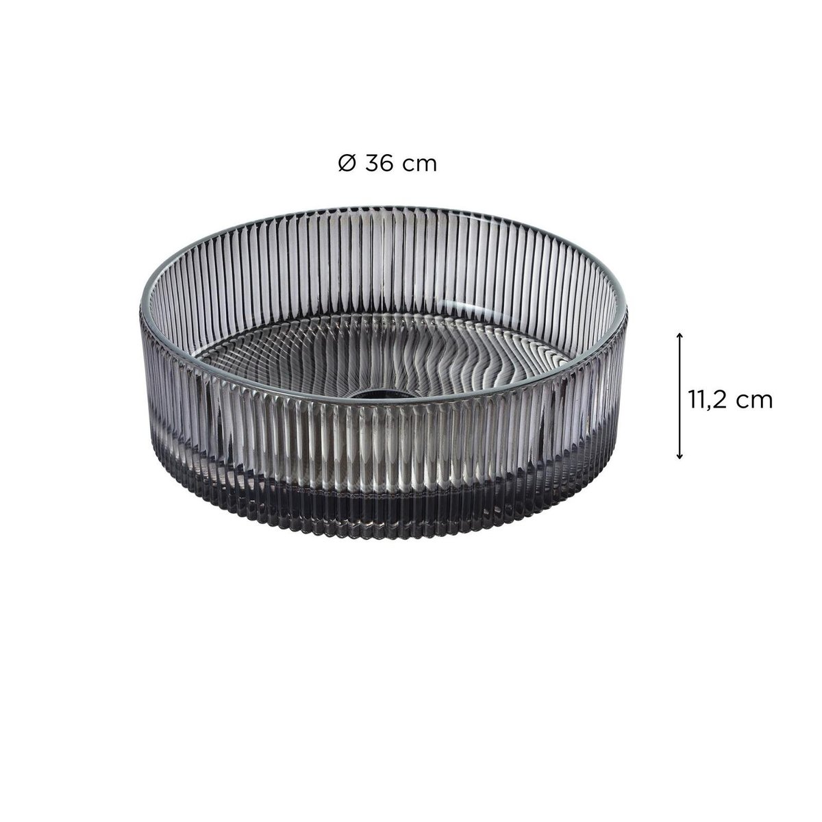 Vasque à poser ronde en verre texturé noir 36cm TALLY noir, MOB IN