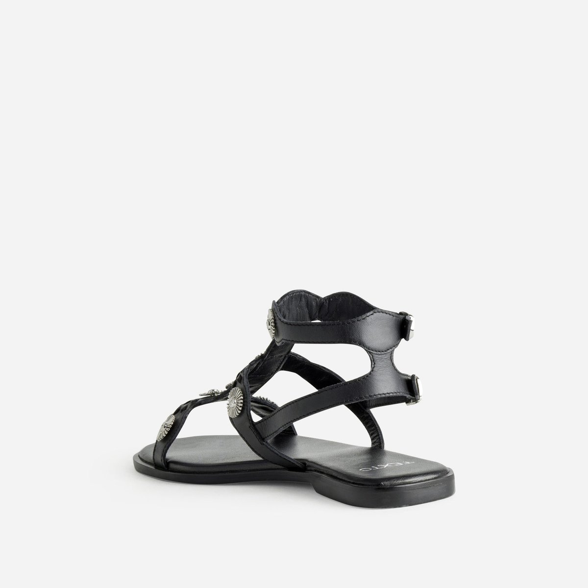 Sandale Plate en cuir NILLA noir, TEXTO