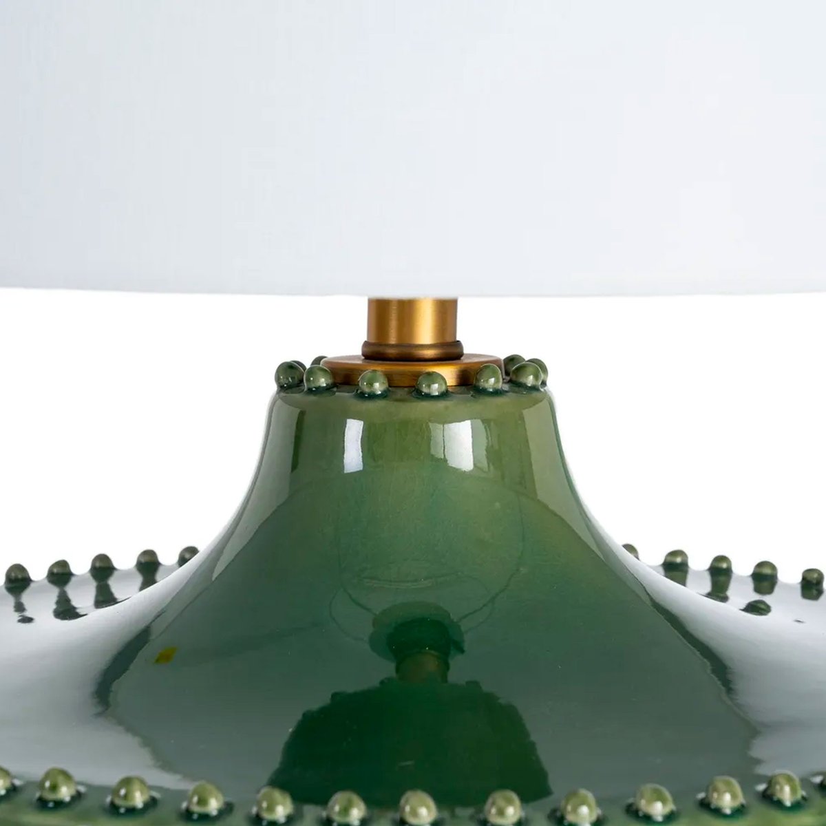 Lampe à poser en céramique verte et abat-jour lin blanc 38x38x65cm vert, WADIGA