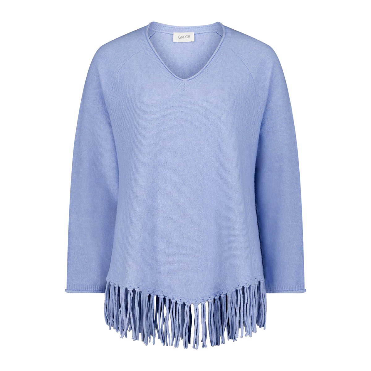 Pull-over en maille à encolure en v light blue melange, CARTOON