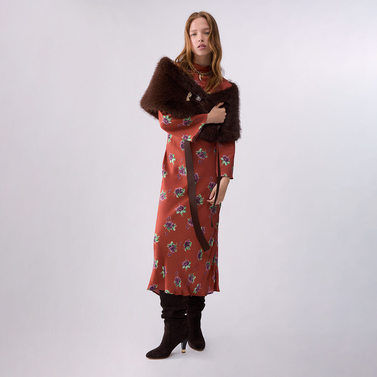 Robe Midi à Fleurs cannelle, LIU JO