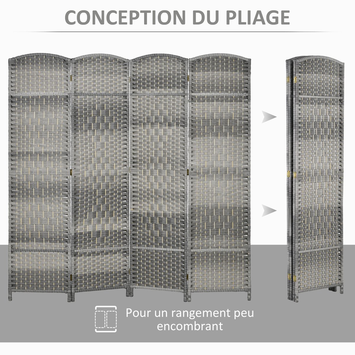 Cloison de séparation Polypropylène Gris gris, HOMCOM