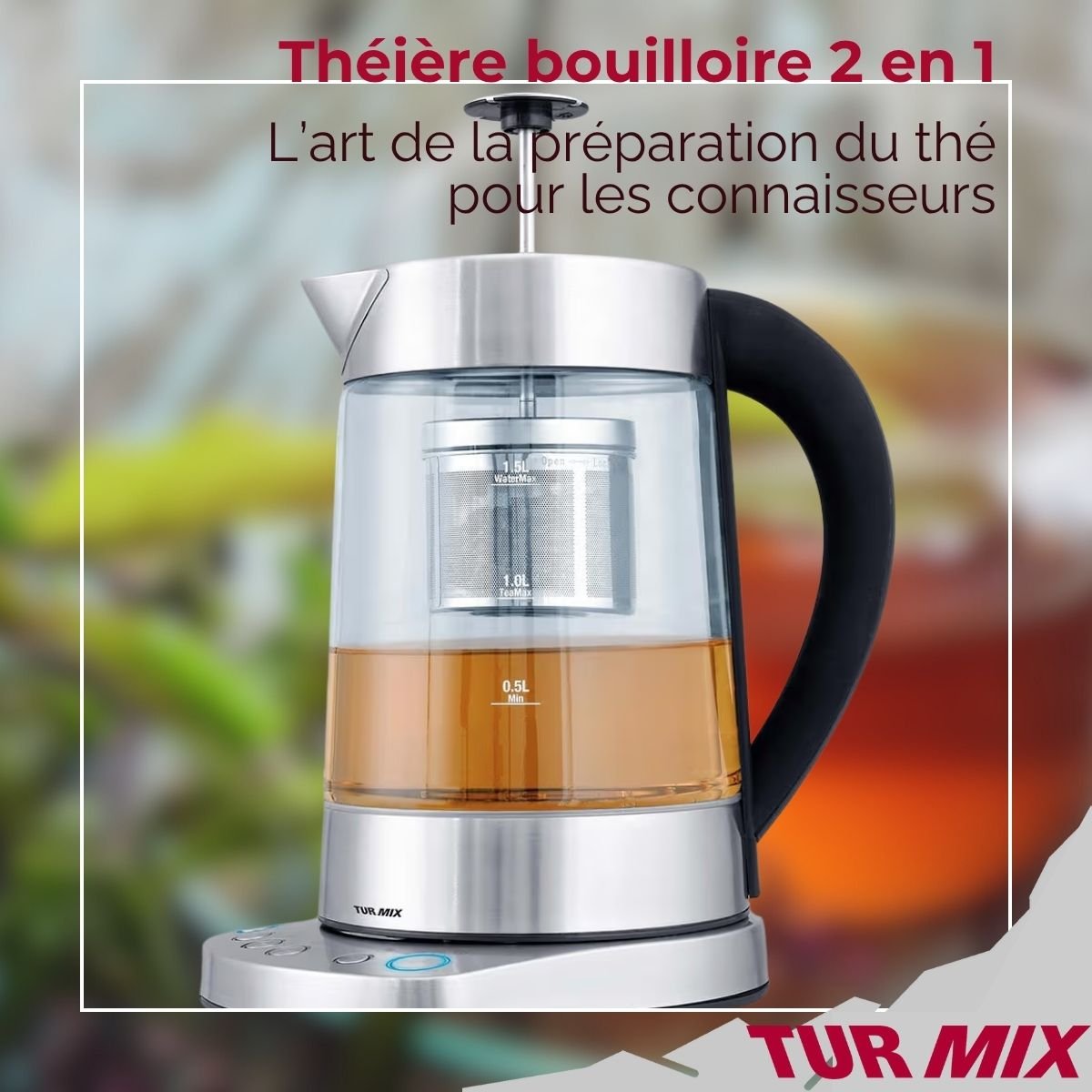 Théière bouilloire électrique inox,transparent, FACKELMANN