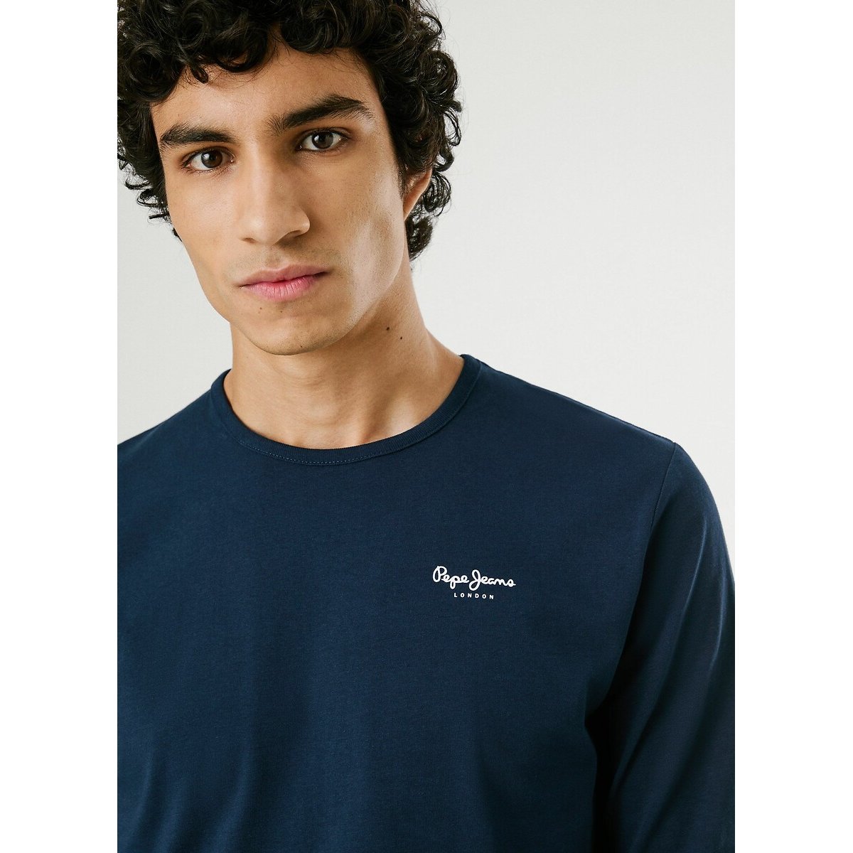 T-shirt manches longues stretch Original bleu marine, PEPE JEANS