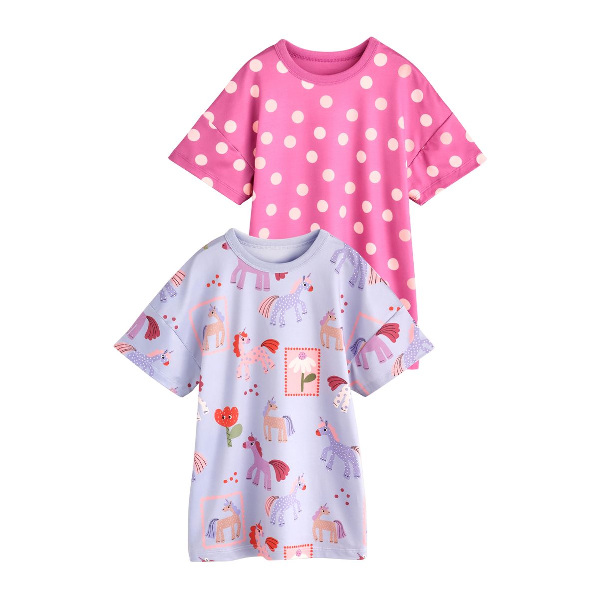 Chemise de nuit à imprimé licorne, lot 2 rose/lilas violet, NEXT