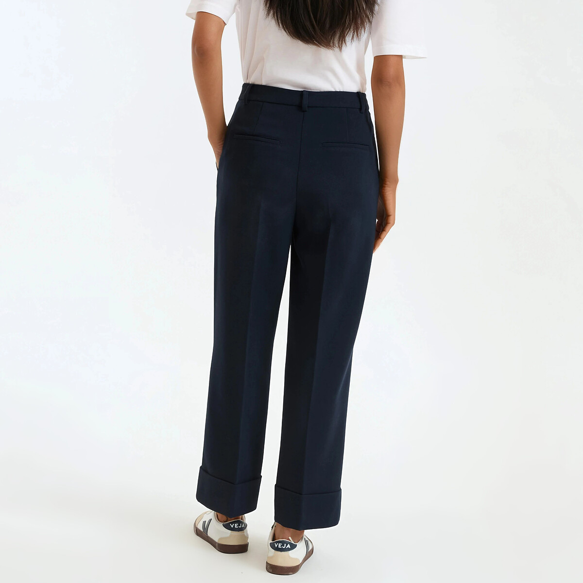 Pantalon droit taille haute, longueur 7/8ème bleu marine, LA REDOUTE COLLECTIONS