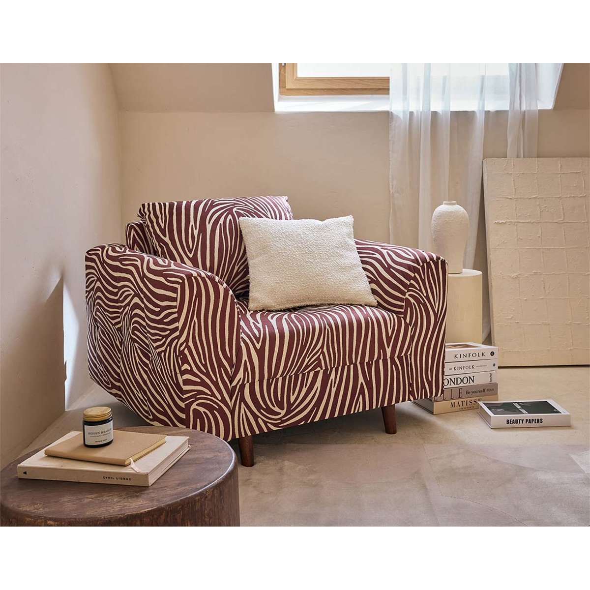 Fauteuil - RUNE marron / blanc, BEST MOBILIER