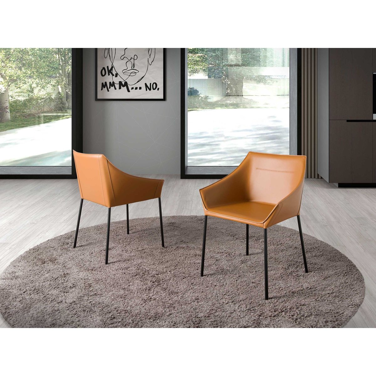 Chaise en similicuir marron marron | noir, ANGEL CERDA