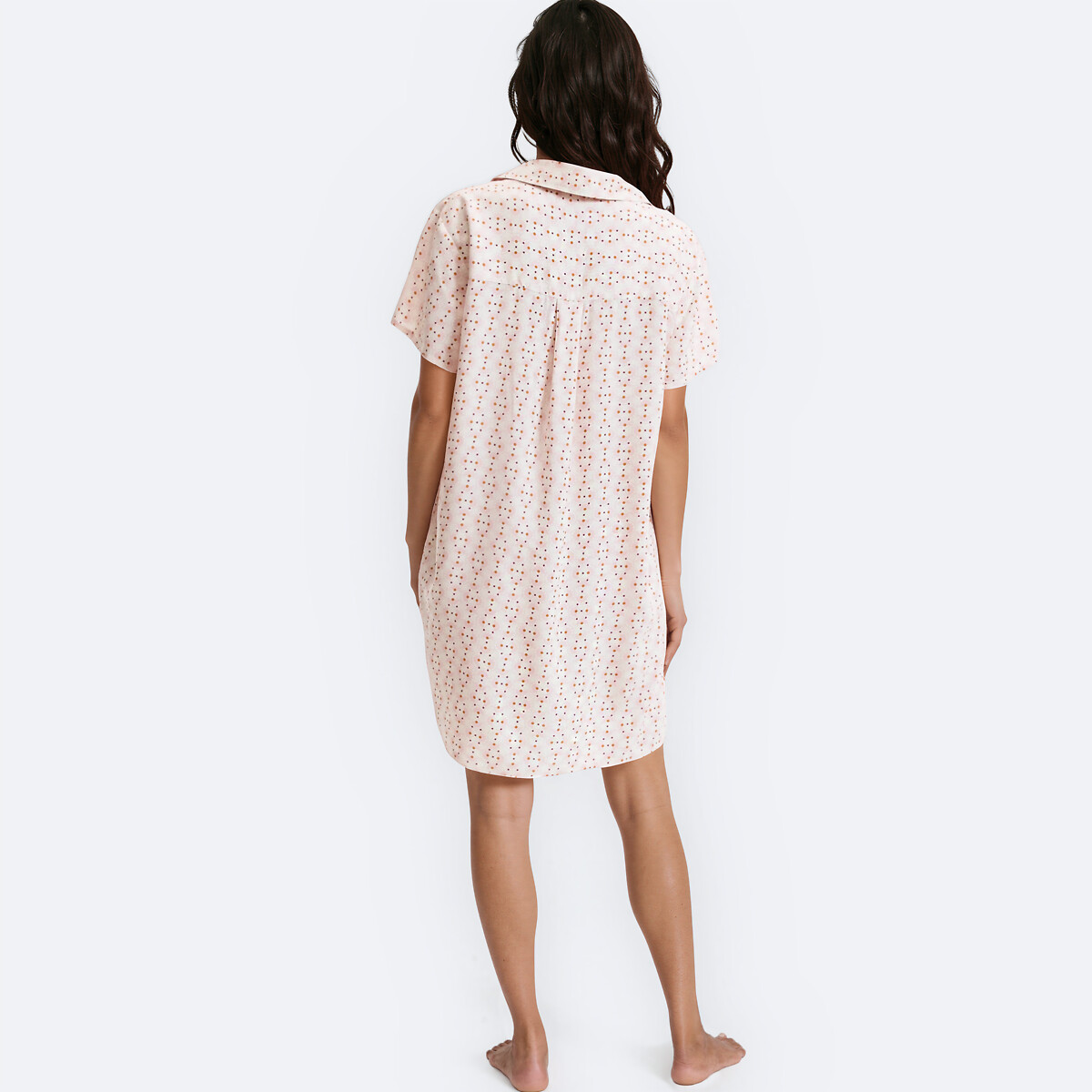 Camicia da notte fluida in viscosa con stampa a pois fantasia, ANNE WEYBURN