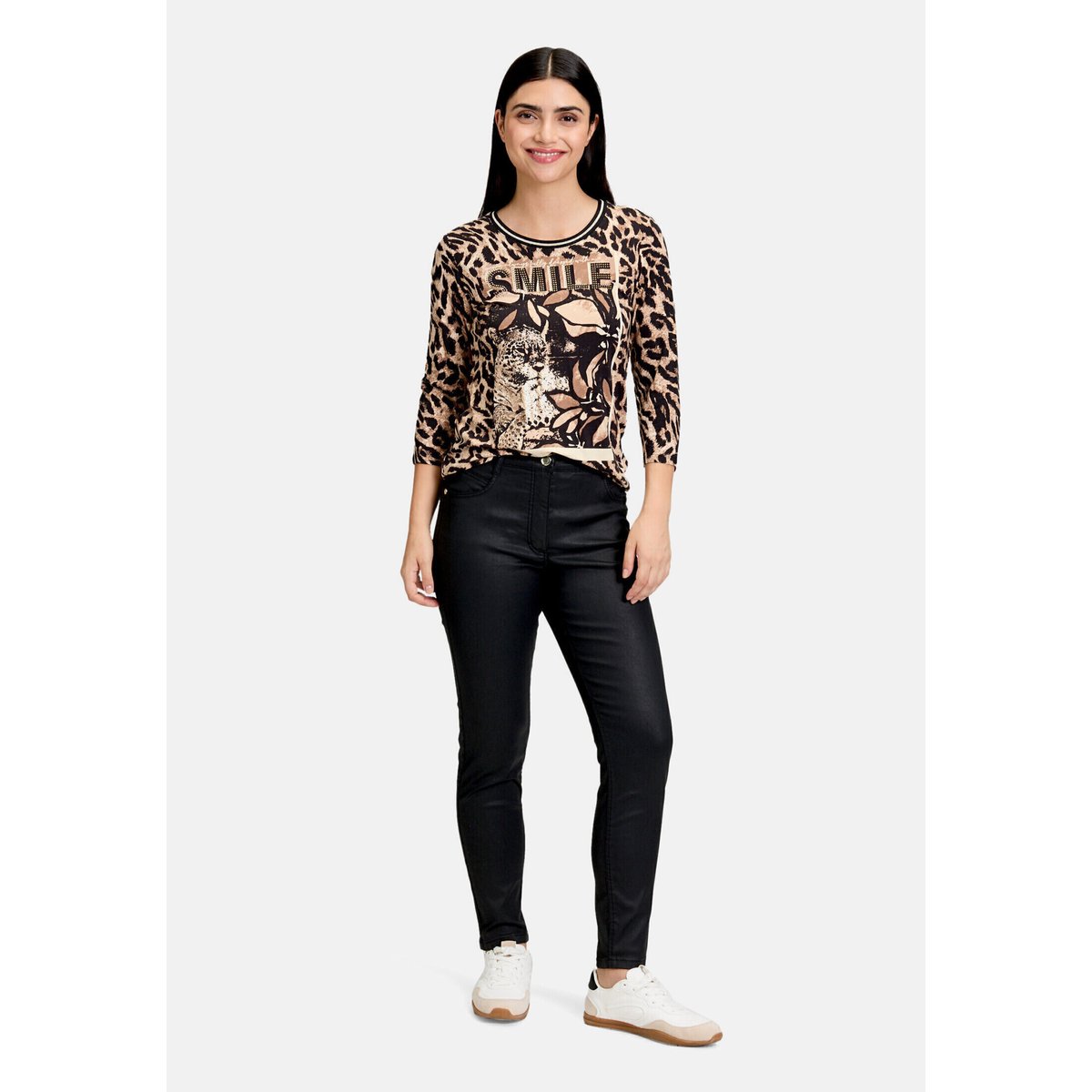 T-shirt basique à imprimé noir/beige, BETTY BARCLAY